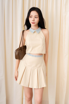 TALA HALTER CROP TOP (BEIGE)