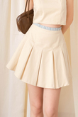 TYLER PLEATED A-LINE SKIRT (BEIGE)