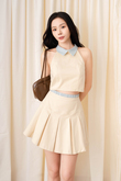 TYLER PLEATED A-LINE SKIRT (BEIGE)