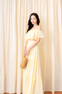 GRACEN COLD SHOULDER CROP TOP (YELLOW)