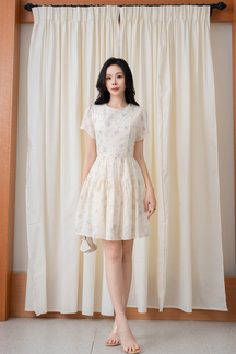 HINA ROUND NECK MINI DRESS (BLUE FLORAL)