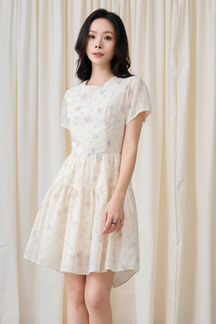 HINA ROUND NECK MINI DRESS (BLUE FLORAL)
