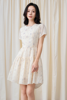 HINA ROUND NECK MINI DRESS (BLUE FLORAL)