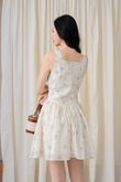 WINTER FLARE MINI DRESS (BLUE FLORAL)