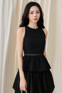 MICAELA ROUND NECK TOP (BLACK)