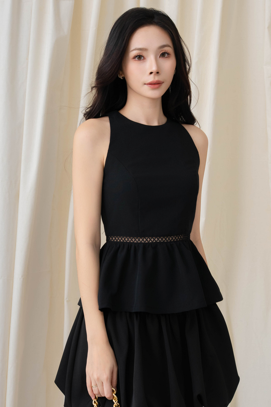 MICAELA ROUND NECK TOP (BLACK)
