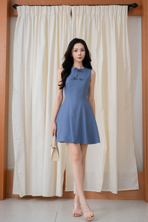 WAYTT RIBBON MINI DRESS (BLUE)