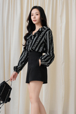 JODELL V-NECK RUFFLES TOP (BLACK)