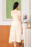 CLOENE RUFFLES MIDI DRESS (BEIGE)
