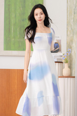 CLOENE RUFFLES MIDI DRESS (CLOUD STAIN)
