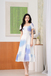 CLOENE RUFFLES MIDI DRESS (CLOUD STAIN)