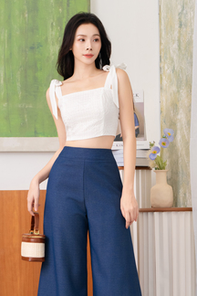 JEARL SELF TIE RIBBON TOP (WHITE)