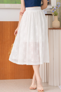 SEEA PLEATED MIDI SKIRT (WHITE)