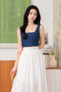 ZOEL U NECK CROP TOP (JEAN BLUE)