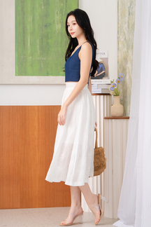 SEEA PLEATED MIDI SKIRT (WHITE)