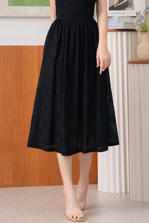 SEEA PLEATED MIDI SKIRT (BLACK)