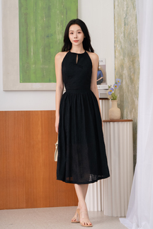 SEEA PLEATED MIDI SKIRT (BLACK)
