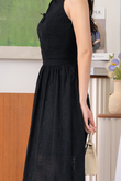 SEEA PLEATED MIDI SKIRT (BLACK)
