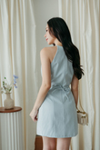 HAELY HALTER NECK MINI DRESS (LIGHT BLUE)
