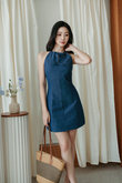 HAELY HALTER NECK MINI DRESS (JEAN BLUE)