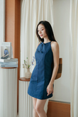 HAELY HALTER NECK MINI DRESS (JEAN BLUE)