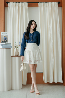 DOLLY RUCHED MINI SKIRT (CREAM)