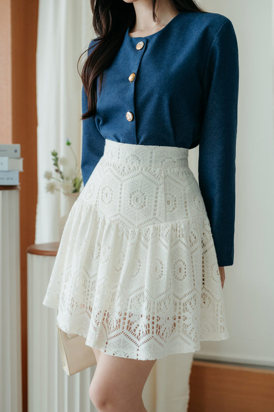 DOLLY RUCHED MINI SKIRT (CREAM)