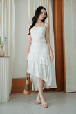 JONI ASYMMETRICAL RUFFLES SKIRT (WHITE)