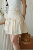 DOLLY RUCHED MINI SKIRT (BEIGE)