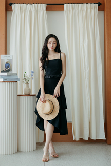 FLORE CAMI PETAL CROP TOP (BLACK)