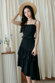 FLORE CAMI PETAL CROP TOP (BLACK)