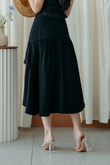 JONI ASYMMETRICAL RUFFLES SKIRT (BLACK)