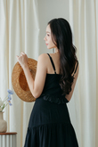 FLORE CAMI PETAL CROP TOP (BLACK)