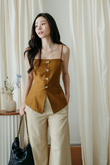 KYRIE BUTTON CAMI TOP (BROWN)