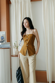 KYRIE BUTTON CAMI TOP (BROWN)
