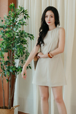 ESTELLE ROUND NECK MINI DRESS (BEIGE)