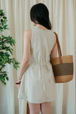 ESTELLE ROUND NECK MINI DRESS (BEIGE)