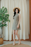 ESTELLE ROUND NECK MINI DRESS (TRUFFLE)