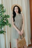 ESTELLE ROUND NECK MINI DRESS (TRUFFLE)