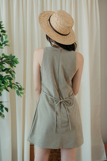 ESTELLE ROUND NECK MINI DRESS (TRUFFLE)