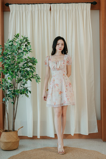 YANCY DRAWSTRINGS MINI DRESS (FLORAL)