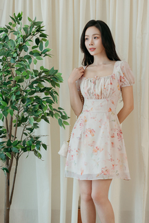 YANCY DRAWSTRINGS MINI DRESS (FLORAL)