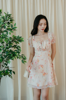 YANCY DRAWSTRINGS MINI DRESS (FLORAL)