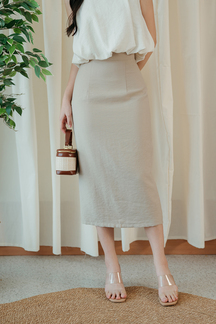 PAYTON BACK SPLIT PENCIL SKIRT (DARK VANILLA)
