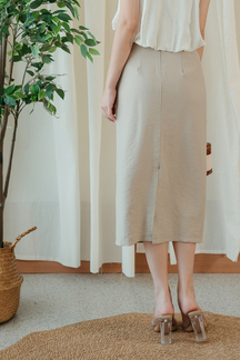 PAYTON BACK SPLIT PENCIL SKIRT (DARK VANILLA)
