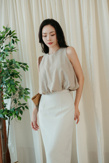 PAYTON BACK SPLIT PENCIL SKIRT (CREAM)