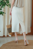 PAYTON BACK SPLIT PENCIL SKIRT (CREAM)