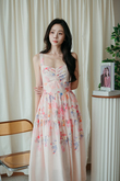 BETHEA RUCHED BUST MIDAXI DRESS (PINK FLORAL)