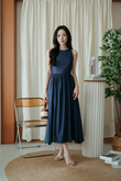 DOXIE ROUND NECK MIDAXI DRESS (JEAN BLUE)
