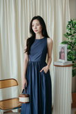 DOXIE ROUND NECK MIDAXI DRESS (JEAN BLUE)